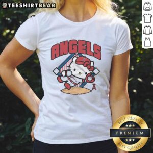 Cute Los Angeles Angels Hello Kitty ladies tee featuring a playful design perfect for fans and casual wear.