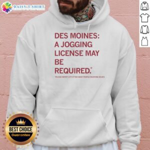 Alt Text: Original Des Moines Jogging License Hoodie in vibrant colors, perfect for running enthusiasts and city pride.