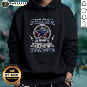 Dallas Cowboys hoodie with the phrase 'My heart and soul belong to Cowboys' showcasing team pride and Georgia roots.