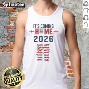 England National Football tank top for 2026, featuring 'Awesome It's Coming Home' design, perfect for fans.