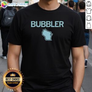 Awesome Wisconsin Bubbler Map T-Shirt featuring a colorful design of Wisconsin's iconic bubbler locations.