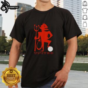 Alt Text: Original United Red Devil T-Shirt featuring bold graphics, perfect for Manchester United fans and casual wear.