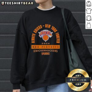 Alt Text: Hot Always Knicks New York Forever 2026 NBA Playoffs sweatshirt featuring Knickerbockers logo and bold design.
