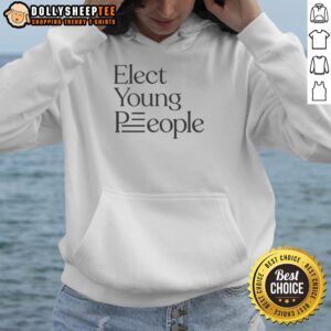 Awesome Tony Goldwyn wearing a stylish 'Elect Young People' hoodie, promoting youth engagement and activism.