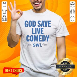 Premium God Save Live Comedy SNL UK 2026 T-Shirt featuring a bold graphic design for comedy fans.