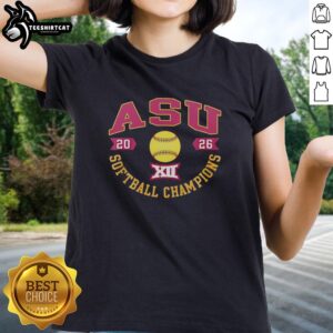 Top Arizona State Sun Devils 2026 Big 12 Softball Tournament Champions vintage ladies tee showcasing team pride.