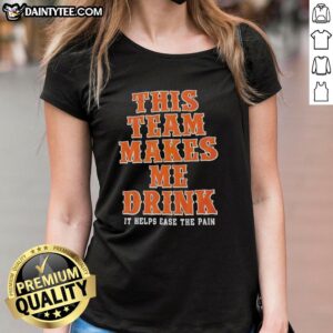 NY Mets ladies tee featuring 'This Team Makes Me Drink Orange Blue' design, perfect for fans showing team spirit.