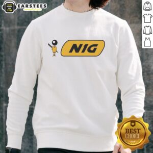 Stylish Nice Bic Man pen figure on a N1g sweatshirt, showcasing unique design and creativity in apparel fashion.