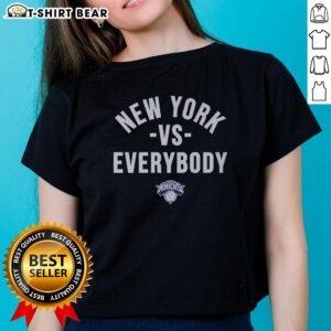 Good Blue New York Knicks Vs. Everybody Ladies Tee featuring vibrant design and team spirit for female fans.