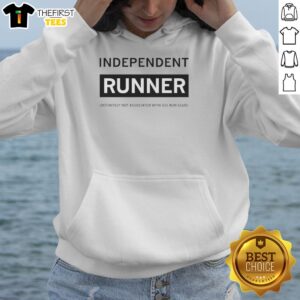 Alt Text: Official Independent Runner hoodie, featuring a bold design, not associated with 515 Run Club, perfect for athletes.