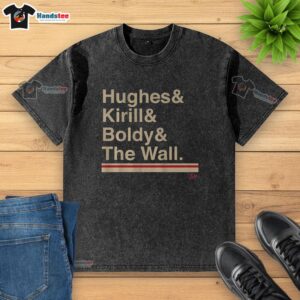 Official Minnesota Hockey Ampersand Hughes Kirill Boldy Wall Washed T-Shirt featuring bold graphics and a comfortable fit.