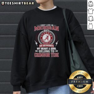 Cozy Alabama Crimson Tide sweatshirt for fans in Michigan, showcasing love for the team on game day.