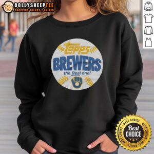 Premium Milwaukee Brewers MLB X Topps Baseball The Real One Sweatshirt featuring team logo and stylish design.