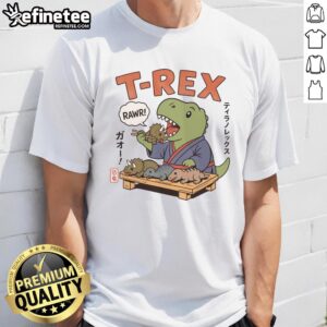 Official Cute T-Rex Breakfast Japan T-Shirt featuring a playful dinosaur design, perfect for casual wear and dinosaur lovers.