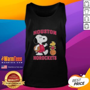 Pretty Snoopy and Woodstock Houston Rockets basketball tank top with vibrant graphics for fans and stylish wear.