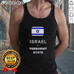 Good Israel Is A Terrorist State flag tank top showcasing a bold graphic design for statement wear.