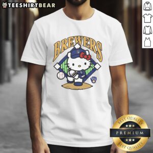 Alt Text: Cute Milwaukee Brewers Hello Kitty T-Shirt featuring a playful design perfect for fans and casual wear.