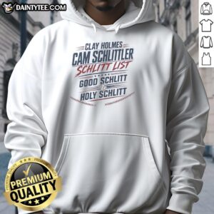 Original Clay Holmes Cam Schlittler hoodie featuring unique design and vibrant colors, perfect for casual wear.