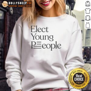 Tony Goldwyn wearing an 'Elect Young People' sweatshirt, promoting youth engagement and activism in a stylish look.