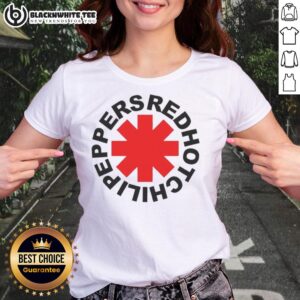 Alt Text: Top Red Hot Chili Peppers logo on a stylish ladies tee, perfect for fans of the iconic rock band.