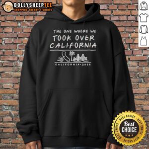 Official Friends-inspired hoodie featuring 'The One Where We Took Over California 2026' design for fans and collectors.
