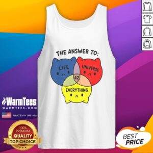 Official 'The Answer To Everything 42' tank top featuring a bold graphic design, perfect for fans of Douglas Adams.