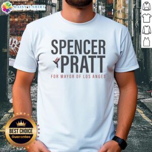 Official Spencer Pratt for Mayor of LA T-Shirt featuring bold graphics and vibrant colors, perfect for Los Angeles fans.