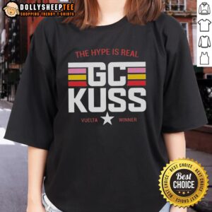 Jumbo-Visma's Sepp Kuss team jersey displayed on a ladies tee, showcasing the Good GC design and cycling spirit.