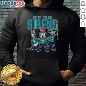 Alt Text: Cartoon team hoodie featuring Nice New York Sirens ice hockey design, perfect for fans and sports enthusiasts.