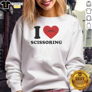 Vintage sweatshirt with 'Pretty I Love Scissoring' graphic design, perfect for casual, trendy outfits.