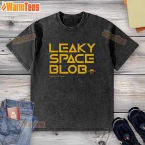 Alt Text: Mary Ryland and Rocky wearing a Good Leaky Space Blob washed t-shirt, showcasing vibrant design and style.
