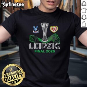 Premium Crystal Palace FC vs Rayo Vallecano Leipzig 26 UECL Final T-Shirt showcasing team logos and vibrant design.