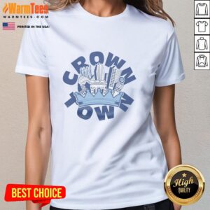 Official Crown Town Cityscape Ladies Tee featuring a stylish city skyline design perfect for urban fashion lovers.