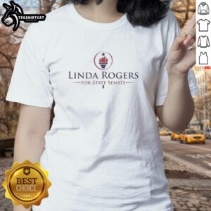 Premium Linda Rogers for State Senate ladies tee featuring a stylish design, perfect for supporters of the campaign.