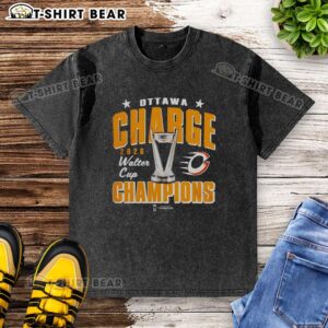 Hot Ottawa Charge 2026 PWHL Walter Cup Champions washed t-shirt showcasing team pride and championship spirit.