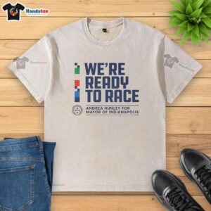 Andrea Hunley ready to race for Mayor of Indianapolis in a washed t-shirt, showcasing her campaign spirit.