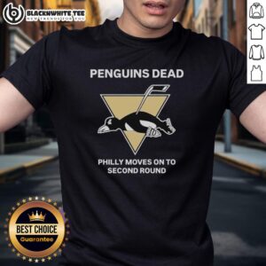 Awesome Penguins Dead Philly Moves On T-Shirt featuring Philadelphia Flyers logo, perfect for hockey fans celebrating playoffs.