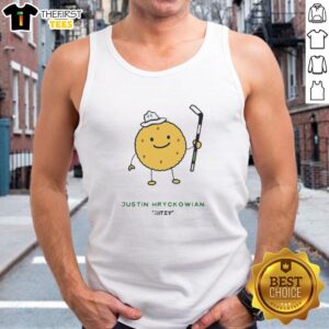 Alt Text: Funny tank top featuring Premium Justin Hryckowian design for Dallas Stars NHL fans, perfect for game day style.