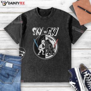 Pretty Sky vs Sky Star Wars washed t-shirt featuring a vibrant graphic design of iconic Star Wars elements.