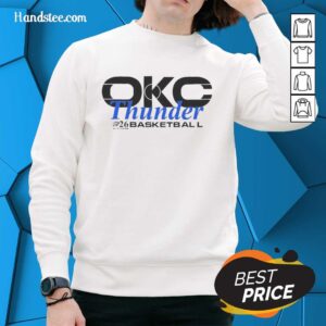 Oklahoma City Thunder 2026 Playoffs basketball logo sweatshirt in vibrant colors, perfect for fans and sports enthusiasts.