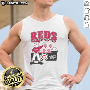 Alt Text: Awesome Mitchell & Ness cream Cincinnati Reds Step Back Up tank top for stylish baseball fans.