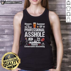 Alt Text: Awesome professional asshole slightly conservative douchebag tank top in black, perfect for casual and humorous outfits.