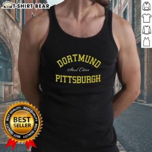 Alt Text: Awesome Dortmund Pittsburgh Steel Cities tank top featuring a stylish design celebrating both cities' heritage.
