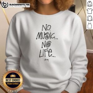 Alt Text: Good Tower Records No Music No Life sweatshirt featuring iconic logo and stylish design for music lovers.