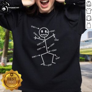 Good Everything Hurts Stick Man in Pain Sweatshirt featuring a distressed stick figure graphic for humor and comfort.