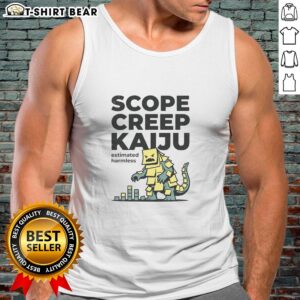 Original Scope Creep Kaiju Tank Top featuring vibrant monster graphics, perfect for fans of unique, creative apparel.