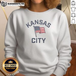 Cozy Kansas City USA flag sweatshirt featuring vibrant colors and a stylish design, perfect for showing city pride.