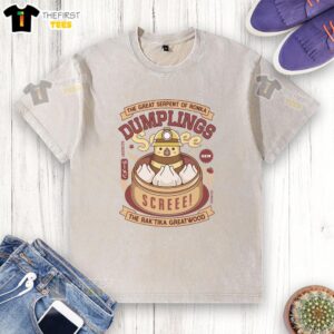 Alt Text: Hot Serpent of Ronka Dumplings washed t-shirt featuring vibrant graphics and a comfortable fit for casual wear.