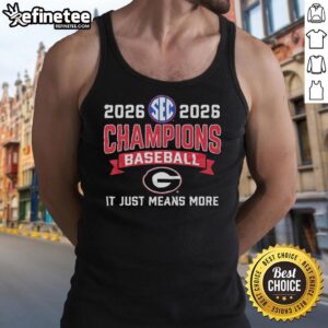 Alt Text: Official Georgia Bulldogs Baseball SEC Champions tank top featuring It Just Means More slogan for fans.
