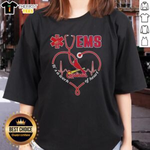 Hot St. Louis Cardinals Nurse It's a Work of Heart Ladies Tee showcasing a stylish design for baseball fans and nurses.